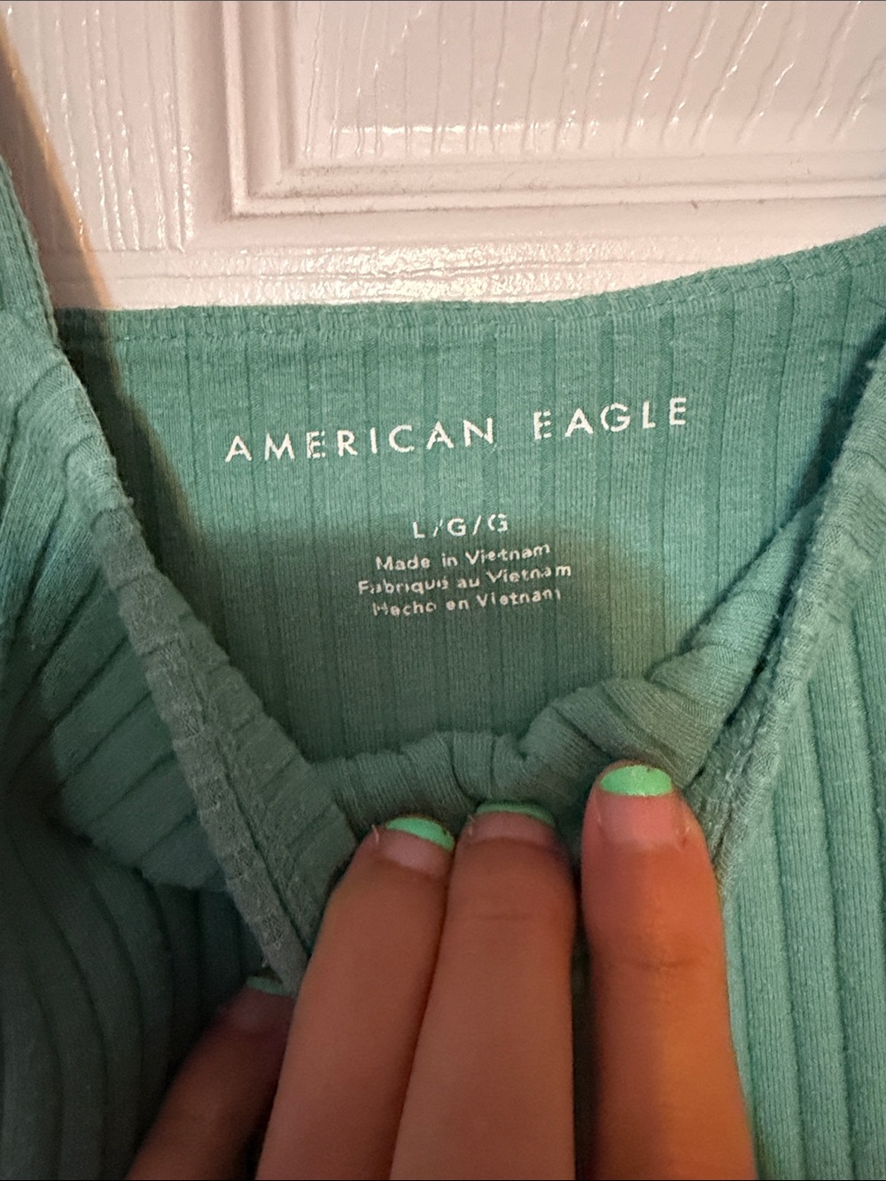 Women's Ribbed Square-Neck Tank Top - Green - Picture 2 of 2